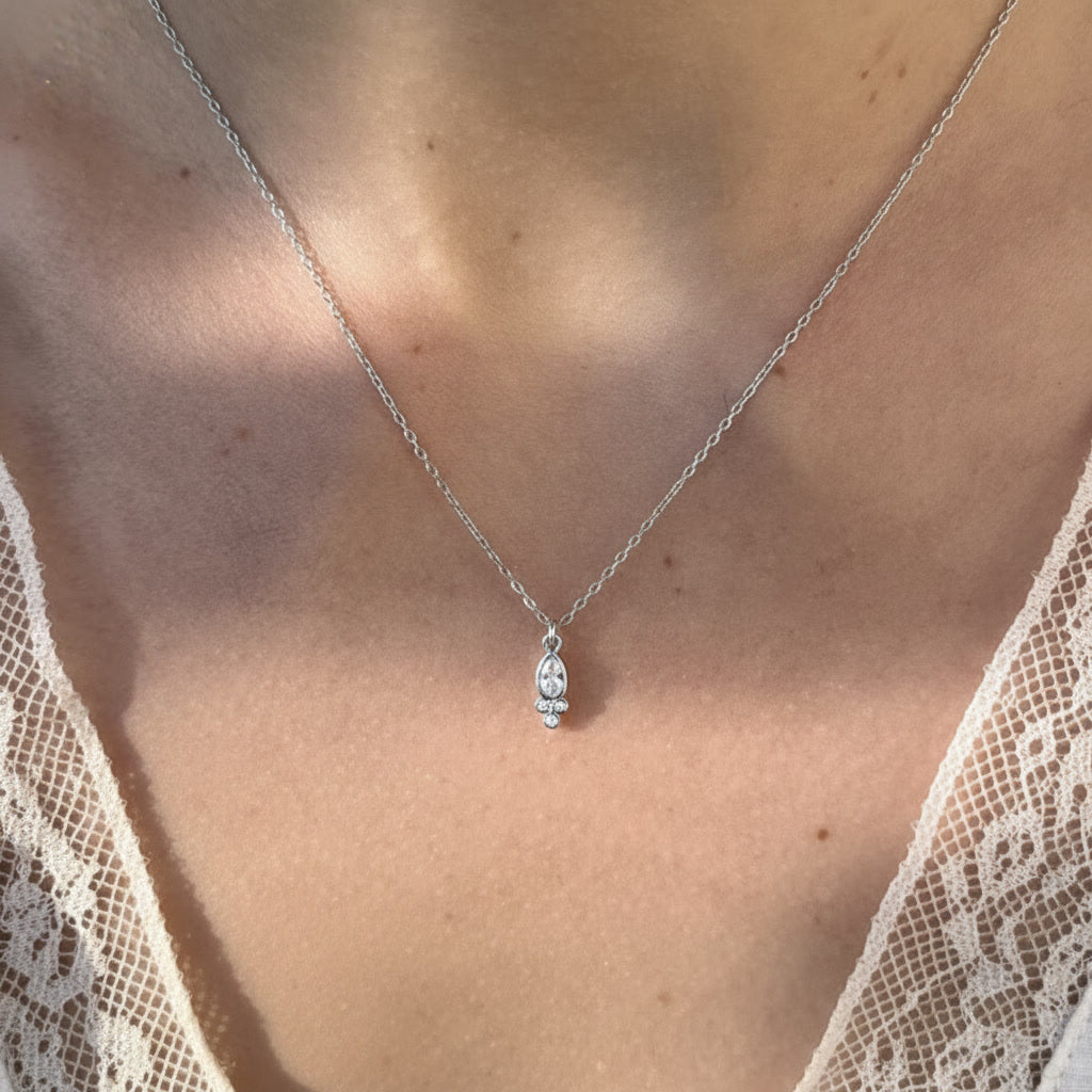 AÏNA - Collier Pendentif Zircon en Argent Massif 925