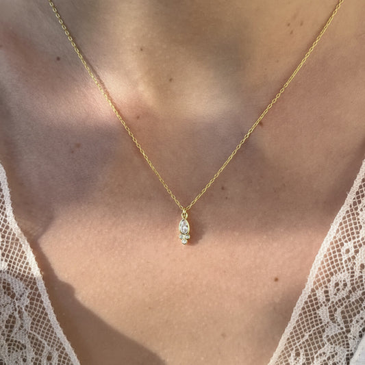 AÏNA - Collier Pendentif Zircon en Argent Massif 925