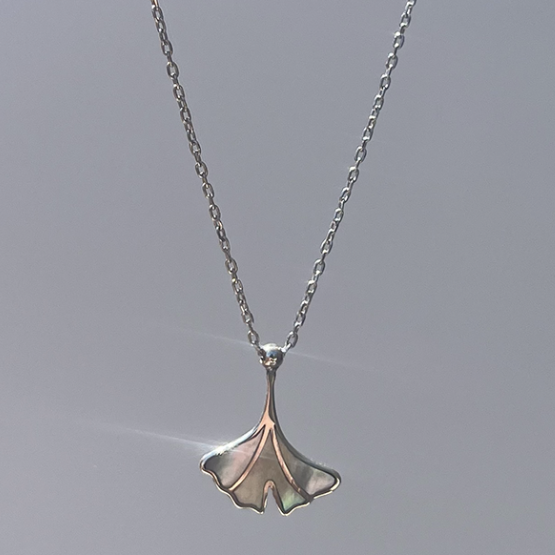 GINKO - Collier Pendentif Nacre en Argent Massif 925