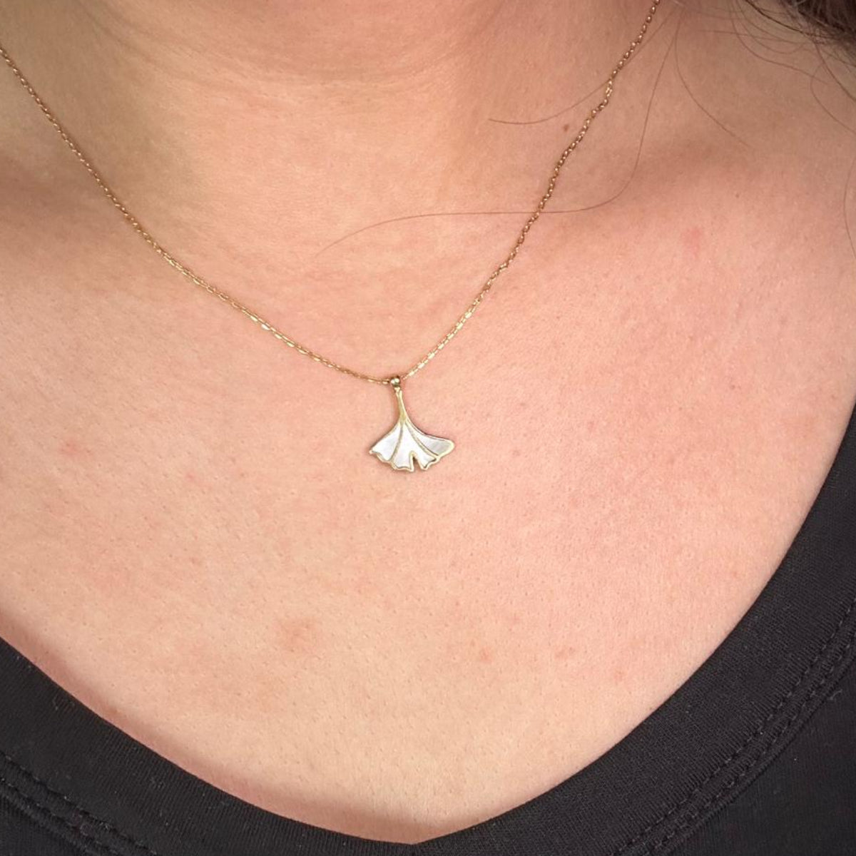 GINKO - Collier Pendentif Nacre en Argent Massif 925